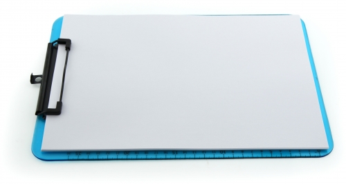 Clipboard standard Office box, A4, transparent PP, albastru